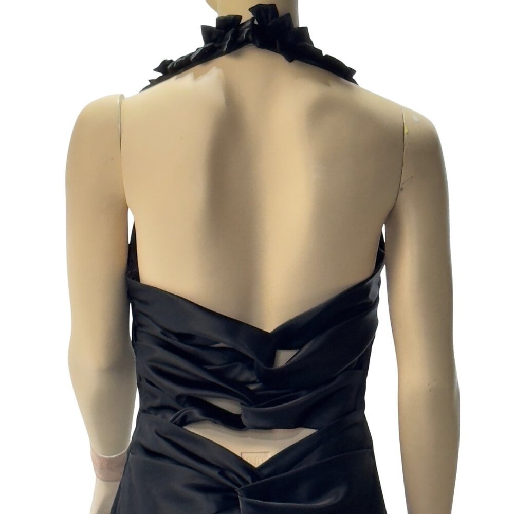 Niki By Niki Livas Black Ruffled Halter Cocktail Dress Size 10 - Picture 6 of 12